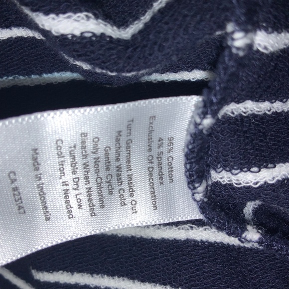Talbots Navy White stripe tunic top Sz LP Cotton Stretch Knit Nautical cottage - Picture 5 of 5